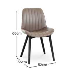 Bella Almond Brown Faux Leather Dining Chair - Set of 2 - Black Oak Legs - thumbnail 6