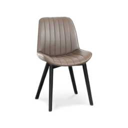 Bella Almond Brown Faux Leather Dining Chair - Set of 2 - Black Oak Legs - thumbnail 5