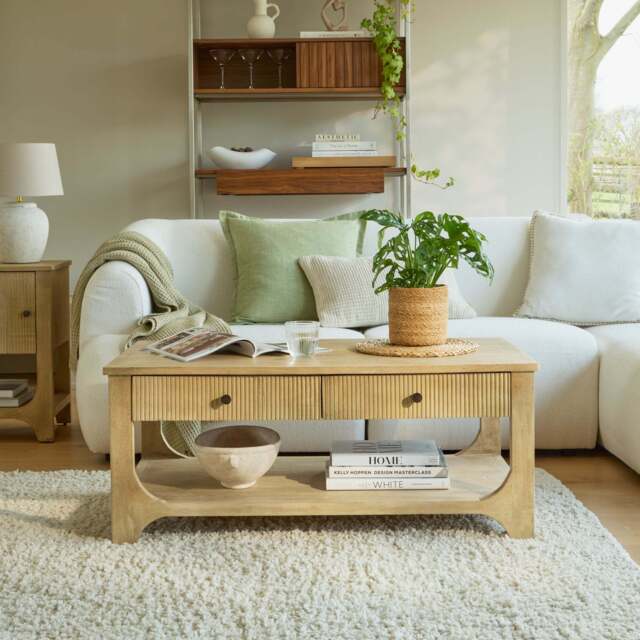 Jade Chalked Mango Wood Rectangular Coffee Table - image 1