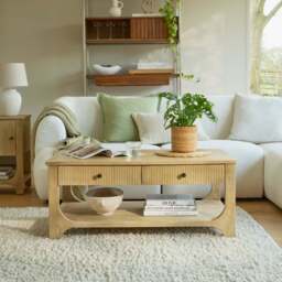Jade Chalked Mango Wood Rectangular Coffee Table - thumbnail 1