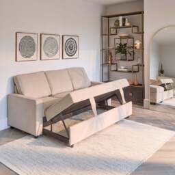 Hugo 3 Seater Sofa Bed - Warm Taupe - thumbnail 5