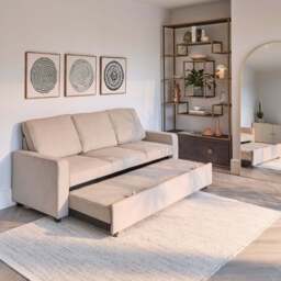Hugo 3 Seater Sofa Bed - Warm Taupe - thumbnail 4