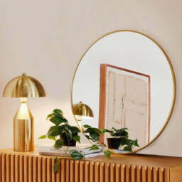 Marbury 50cm Metal Round Mirror - Gold - thumbnail 1