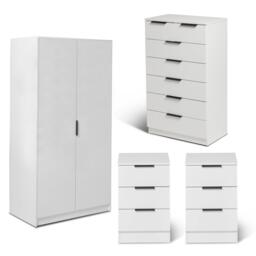 Essie 4 Piece Bedroom Set - 2 Over 5 Chest of Drawers - Pure White - thumbnail 1