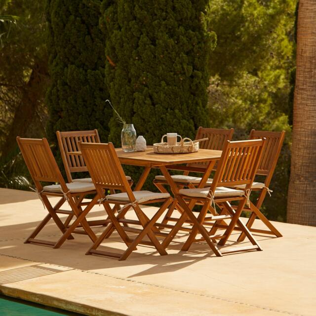 Ashby 6 Seater Wooden Rectangular Garden Dining Set - 150cm - image 1
