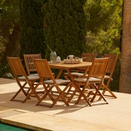 Ashby 6 Seater Wooden Rectangular Garden Dining Set - 150cm - thumbnail 1