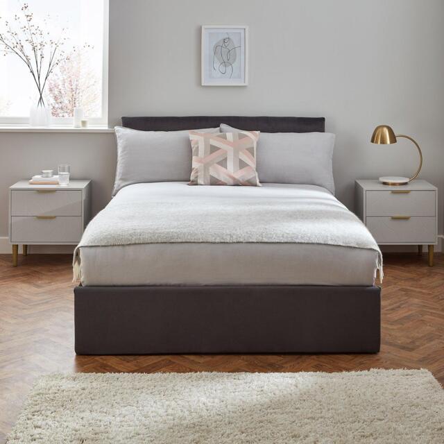 Gloria Bedside Tables - Set of 2 - Grey & Brass Effect - image 1