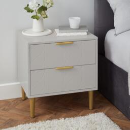 Gloria Bedside Tables - Set of 2 - Grey & Brass Effect - thumbnail 2
