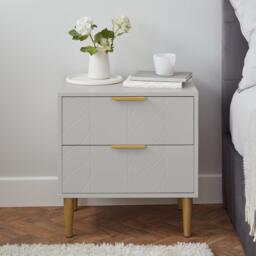 Gloria Bedside Tables - Set of 2 - Grey & Brass Effect - thumbnail 4