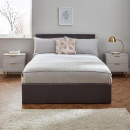 Gloria Bedside Tables - Set of 2 - Grey & Brass Effect - thumbnail 1