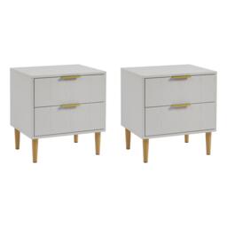 Gloria Bedside Tables - Set of 2 - Grey & Brass Effect - thumbnail 5