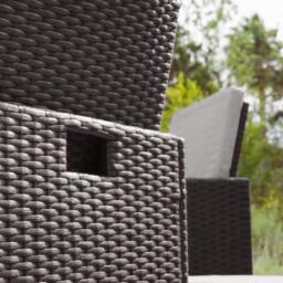 Cube 8 Seater Rattan Outdoor Dining Set with Cream Parasol - Black Weave Polywood Top - thumbnail 6