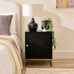 Rayna Black 1 Door Right Bedside Table - thumbnail 4