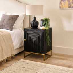 Rayna Black 1 Door Right Bedside Table - thumbnail 5