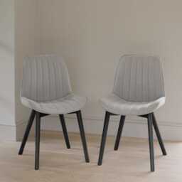 Amelia Whitewash Extendable Dining Table Set - 6 Seater - Bella Cloud Grey Dining Chairs - Black Legs - thumbnail 3