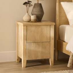Raleigh 2 Drawer Bedside Table - Whitewash - thumbnail 1