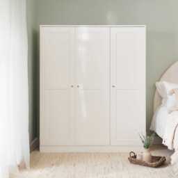 Stevie 3 Door Wardrobe -  White - thumbnail 1
