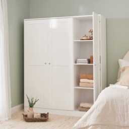 Stevie 3 Door Wardrobe -  White - thumbnail 4