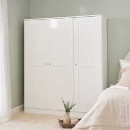 Stevie 3 Door Wardrobe -  White - thumbnail 6