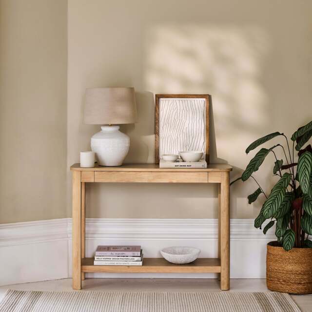 Noah Whitewash Oak 1 Drawer Console Table - image 1