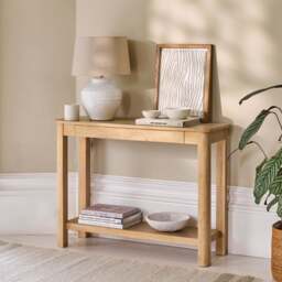 Noah Whitewash Oak 1 Drawer Console Table - thumbnail 2