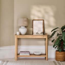 Noah Whitewash Oak 1 Drawer Console Table - thumbnail 1