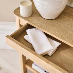 Noah Whitewash Oak 1 Drawer Console Table - thumbnail 3