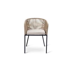 Shiro 6 Seater Wooden Round Dining Table with 6 Hali Natural Rope Chairs & Cream Parasol - 160cm - thumbnail 6