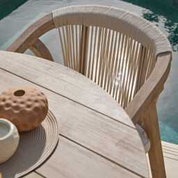 Shiro 4 Seater Round Wooden Garden Dining Set with Shiro Beige Rope Dining Chairs - 120cm - thumbnail 4