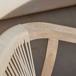 Shiro 4 Seater Round Wooden Garden Dining Set with Shiro Beige Rope Dining Chairs - 120cm - thumbnail 5