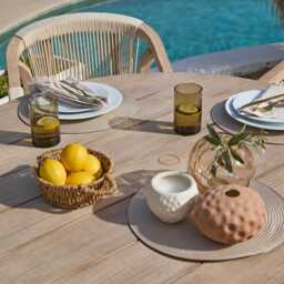Shiro 4 Seater Round Wooden Garden Dining Set with Shiro Beige Rope Dining Chairs - 120cm - thumbnail 2