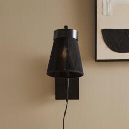 Neri Black Cotton String Wall Light - thumbnail 2