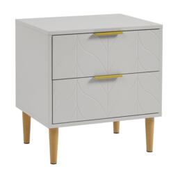 Gloria Bedside Table - Grey & Brass Effect - thumbnail 4