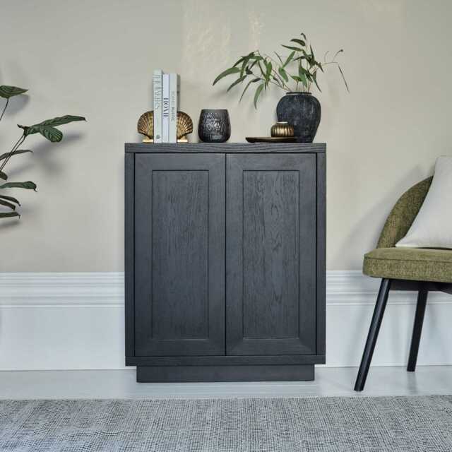 Astrid 2 Door Small Sideboard - Black Oak - image 1