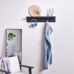 Willow Wooden Coat Rack with Shelf - Black - thumbnail 3