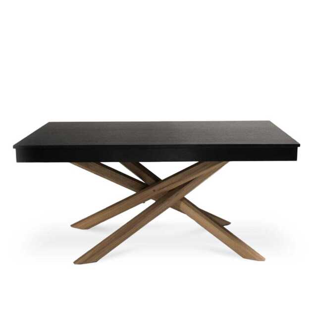 Amelia Black Wood Dining Table - Non Extendable - Oak Legs - image 1