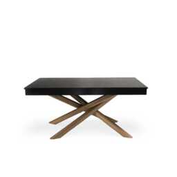 Amelia Black Wood Dining Table - Non Extendable - Oak Legs - thumbnail 5