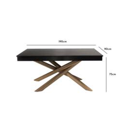 Amelia Black Wood Dining Table - Non Extendable - Oak Legs - thumbnail 6