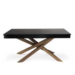 Amelia Black Wood Dining Table - Non Extendable - Oak Legs