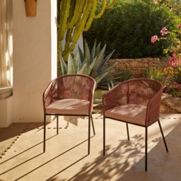 Amelia 4 Seater Wooden Garden Dining Set with 4 Hali Pink Chairs - White Acacia with Black Legs - thumbnail 3