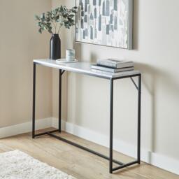 Jay Marble Effect Console Table - Black Legs - thumbnail 1