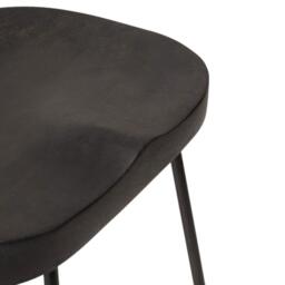 Aiden Black Mango Wood Bar Stools - Set of 2  - Black Iron Legs - thumbnail 3