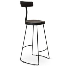 Aiden Black Mango Wood Bar Stools - Set of 2  - Black Iron Legs - thumbnail 6