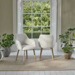 Freya Oat Boucle Armchair - Set of 2 - Whitewash Oak Legs - thumbnail 2