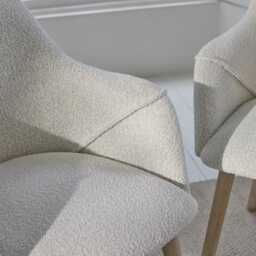 Freya Oat Boucle Armchair - Set of 2 - Whitewash Oak Legs - thumbnail 3
