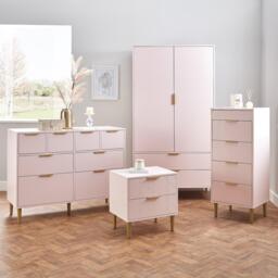 Gloria 4 Piece Bedroom Furniture Set - 4 Over 4 Chest of Drawers - Blush Pink - thumbnail 1