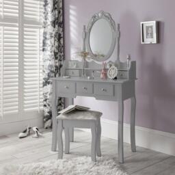 Capri Grey Dressing Table with Mirror & Stool