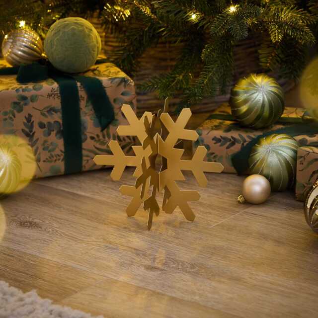 Falun 15cm Metal Snowflake Ornament - Gold - image 1