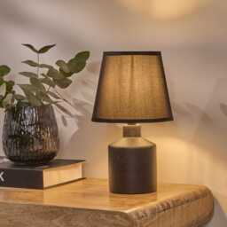 Amberley 28cm Ceramic Table Lamp - Black & Grey Polyester Shade - thumbnail 4