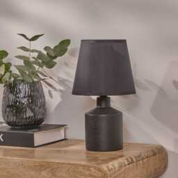 Amberley 28cm Ceramic Table Lamp - Black & Grey Polyester Shade - thumbnail 3